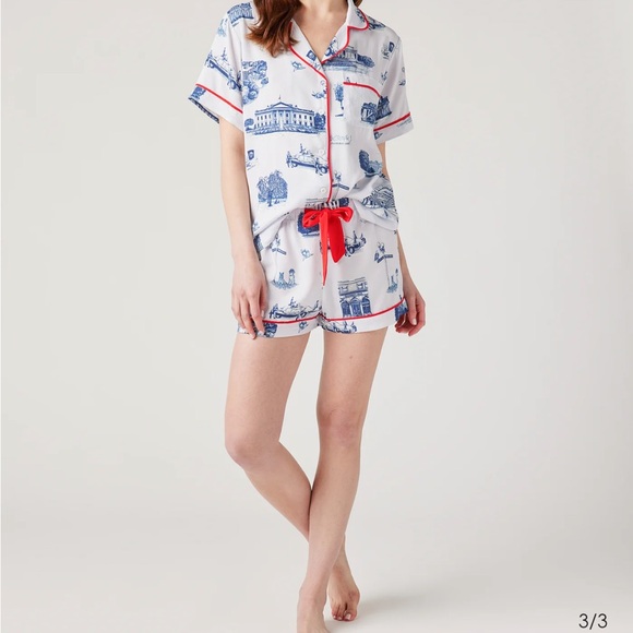 Katie Kime Washington DC Toile Pajama Shorts Set - Picture 2 of 5